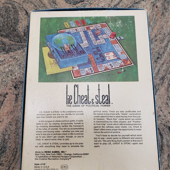 [Great Condition] Vintage 1971-Lie Cheat Steal: Game of Political Power-Complete - Picture 2 of 6